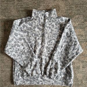 Abercrombie & Fitch Grey Camouflage Quarter-Zip Pullover